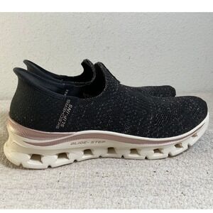 Skechers Slip-Ins Glide-Step Sparkle Black Rose Gold Womens 8.5 Pre-Owned 150425